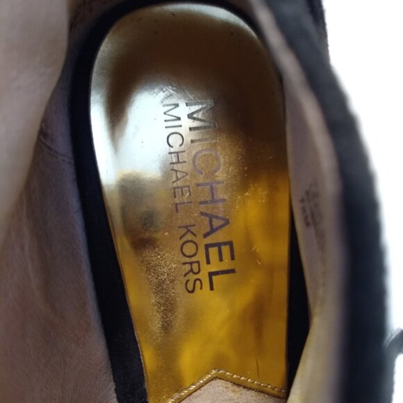 MICHAEL MICHAEL KORS Black Suede Peep Toe Stiletto Booties - Picture 4 of 6